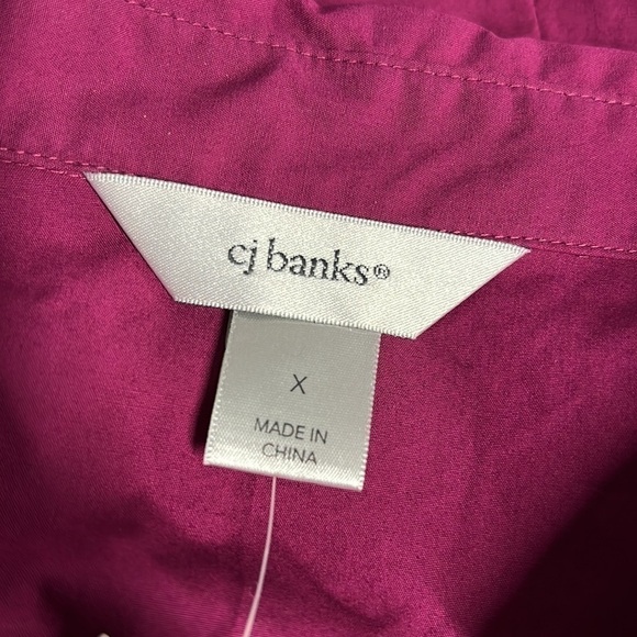CJ BANKS PURPLE BUTTON DOWN WRINKLE RESISTANT BLOUSE 14W New - Picture 8 of 12